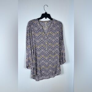 grand & greene Lightweight Printed Tunic Top in Blues, Browns and Golden EXC